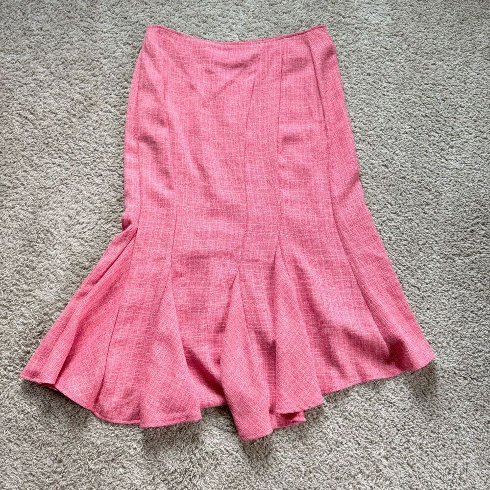 Ashley Stewart Paneled Skirt Women 14W Pink Flared Hem New Career Preppy Mermaid - Picture 7 of 8